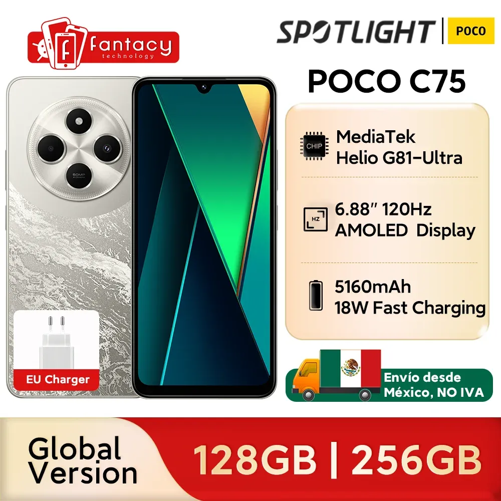 World Premiere Global Version POCO C75 6.88\'\' 120Hz Display Helio G81-Ultra 50MP Camera Massive 5160mAh Battery Support NFC - Imagen 1