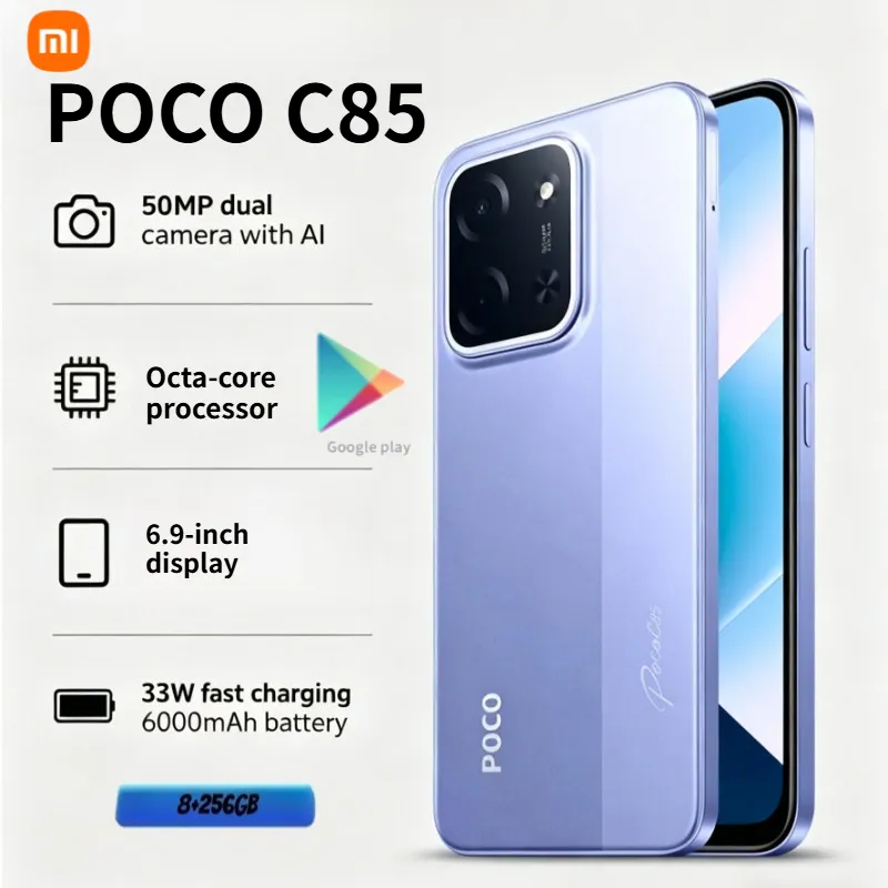 POCO C85 Smartphone: 6.9-inch 120Hz LCD, 50MP AI Camera, 6000mAh Battery, 33W Fast Charging, Helio G81 Ultra, 8GB+256GB - Imagen 2