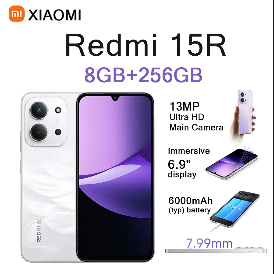 Xiaomi Redmi 15R LTE Smartphone 6.9" 120Hz LCD Display 13MP Cam 6000mAh Battery 33W Dual SIM Dual Standby Unlocked Android Phone - Imagen 5