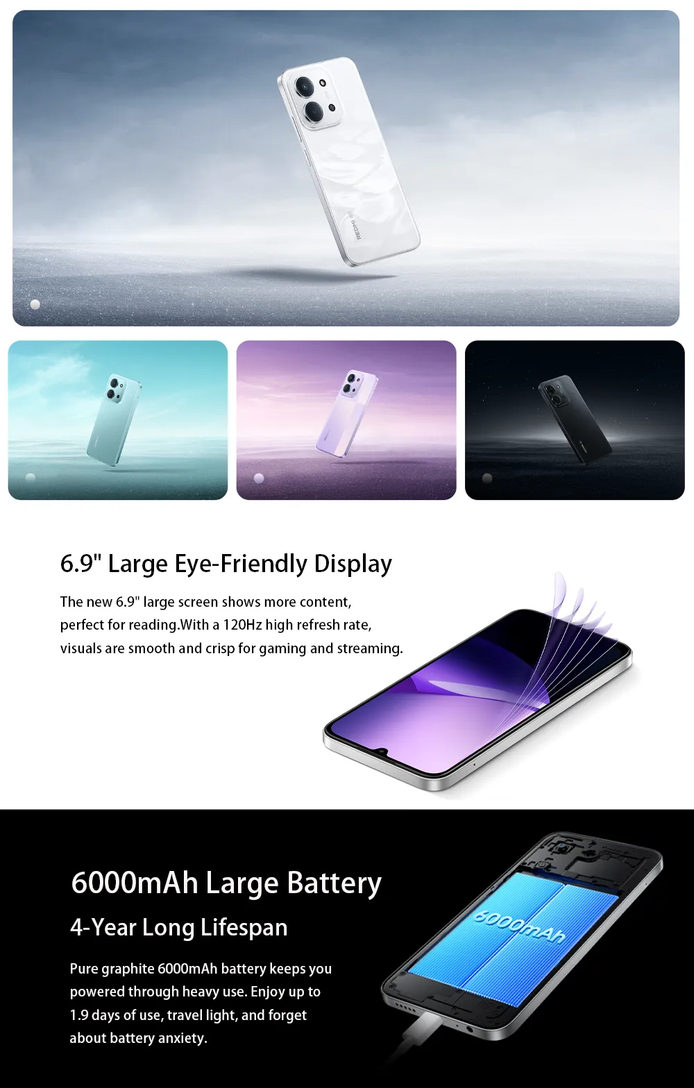 Xiaomi  Redmi 15R 5G 6.9" 120Hz LCD Phone 6000mAh Big Battery 33W Fast Charging Dual SIM Unlocked 2026 New - Imagen 4