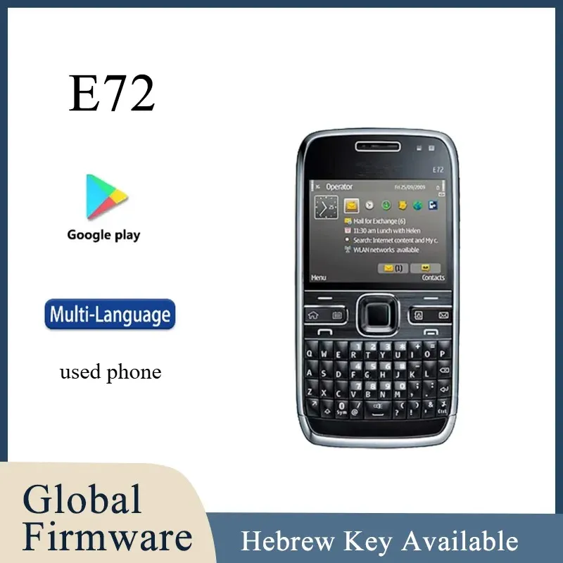 Finland made Unlocked E72 in Mobile Cell Phone GSM 2G 3G 5MP camera 240x320 Display Resolution support multi-language used phone - Imagen 1