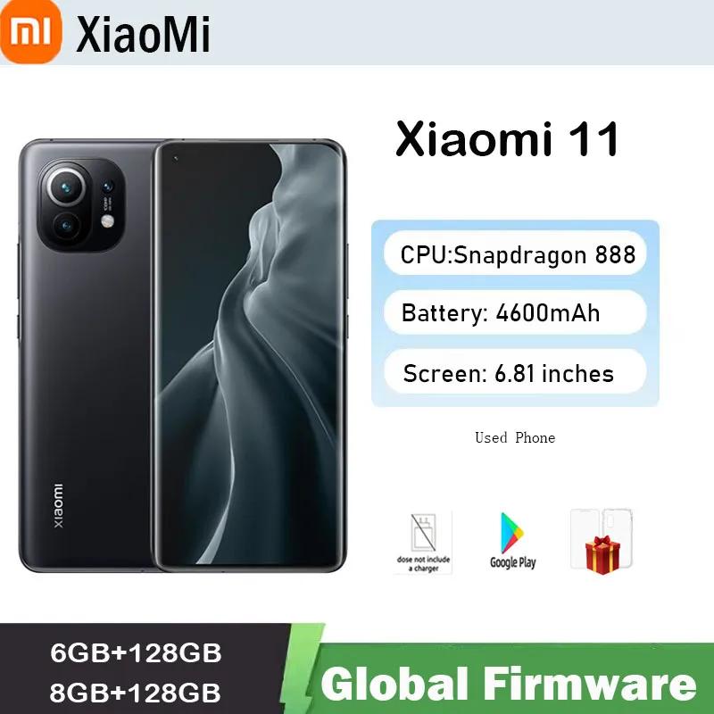 Global firmware Xiaomi 11 5G smartphone  6.81 inches Snapdragon 888 4500mAh  108mp 3200x1440 used phone - Imagen 1