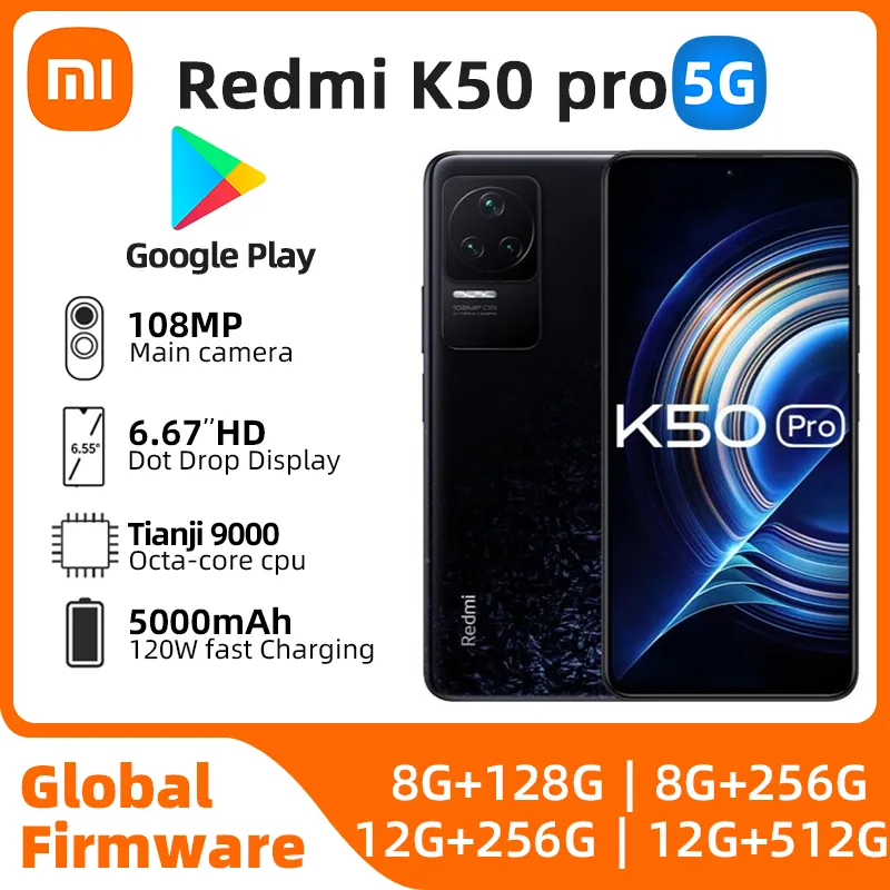 Xiaomi Redmi K50 Pro 5G Global ROM MTK Dimensity 9000 2K OLED straight screen 120W Fast Charging 108MP OIS Camera used phone - Imagen 1