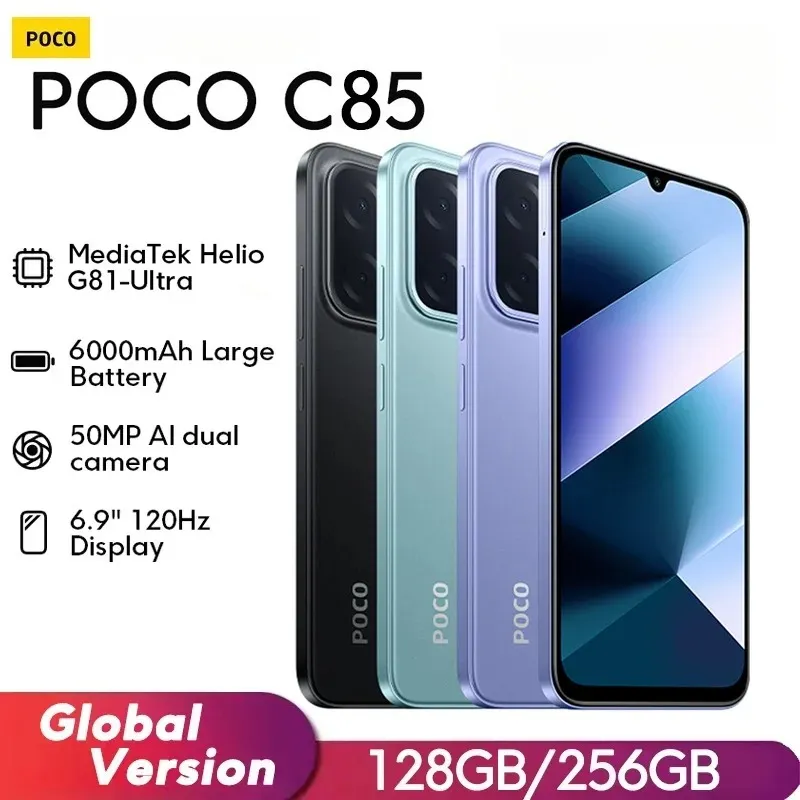 POCO C85 Global Version Smartphone MediaTek Helio G81-Ultra NFC 6.9 6000mAh Battery Display 50MP Camera 33W Mobile Phones Xiaomi - Imagen 1