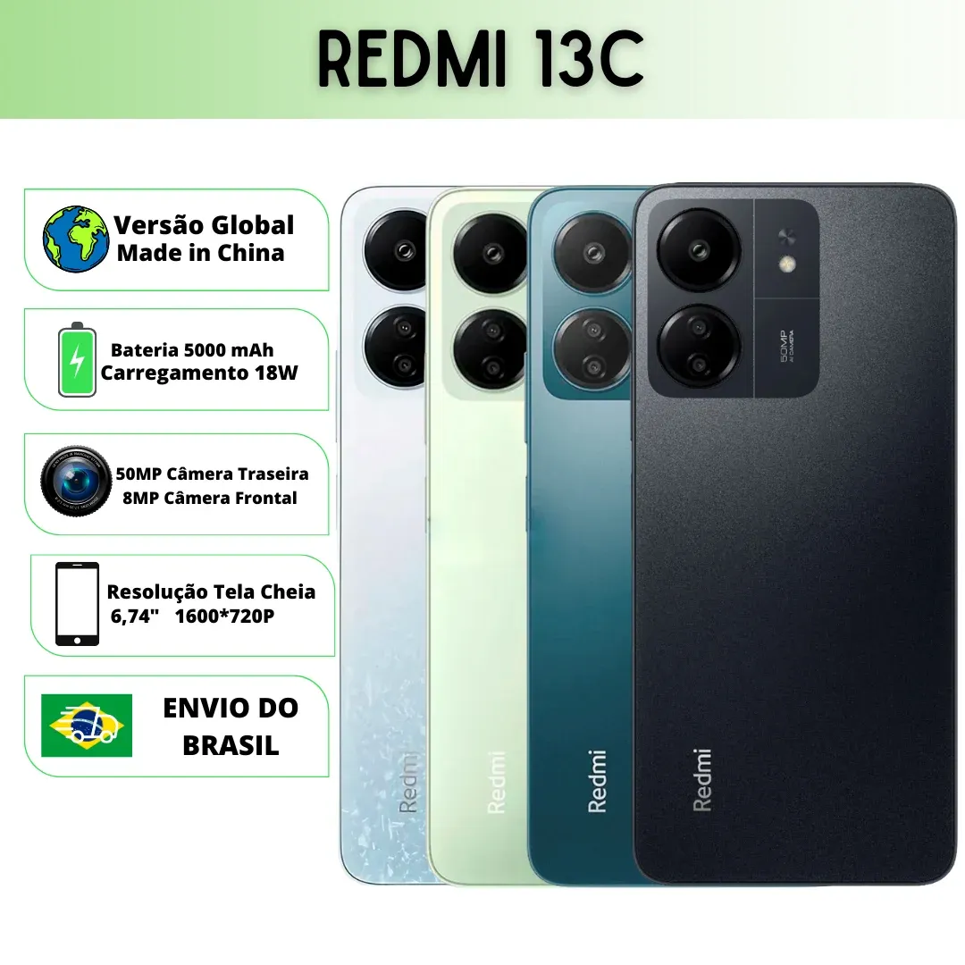 Xiaomi Redmi 13C Versão Global | Smartphone 4G , ROM Global , Câmera 50MP , Carregador  18W - Imagen 1