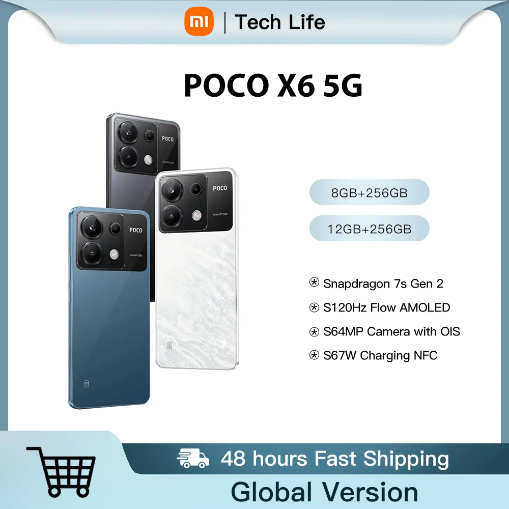 Global Version POCO X6 5G NFC Snapdragon 7s Gen 2 Smartphone 120Hz Flow AMOLED Display 64MP Camera with OIS 67W Charging 5100mAh - Imagen 1