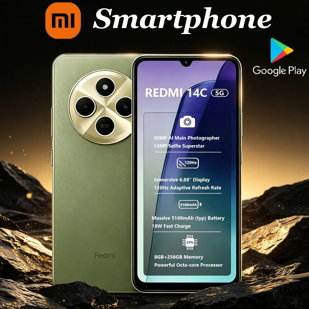 New Xiaomi Redmi 14C 5G Dual-SIM AI Smartphone 6.88 Inches Eye-protecting Screen 5160mAh Long Range Battery Gaming Mobile Phone - Imagen 1