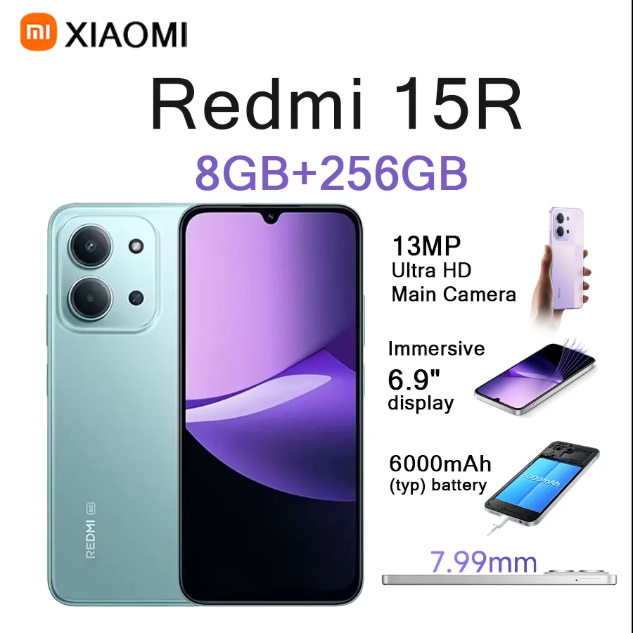 Xiaomi Redmi 15R LTE Smartphone 6.9" 120Hz LCD Display 13MP Cam 6000mAh Battery 33W Dual SIM Dual Standby Unlocked Android Phone - Imagen 3