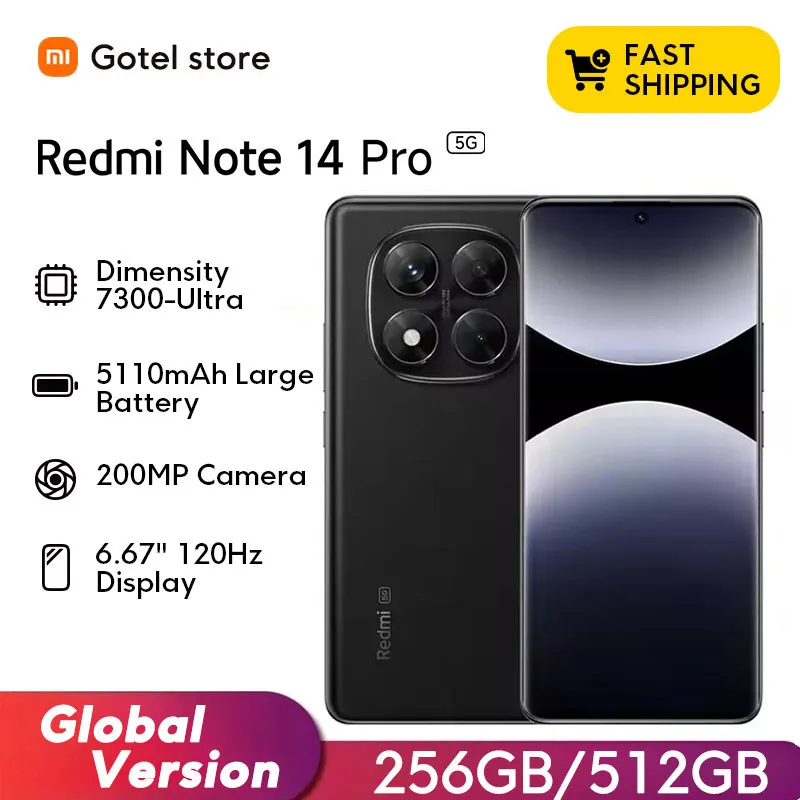 【Brand+】Xiaomi Redmi Note 14 Pro 5G Smartphone MediaTek Dimensity 7300-Ultra 200MP AI camera NFC 6.67"AMOLED display IP68 - Imagen 1