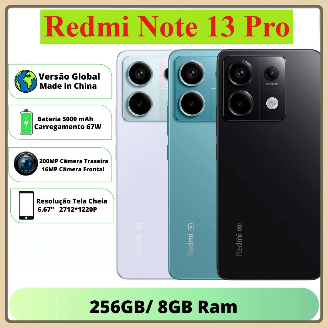 Xiaomi Redmi Note 13 Pro 5G Global Version 6.67 1.5K 120Hz 200MP Camera Snapdragon 7s Gen 2 5100mAh 67W Fast Charging Smartphone - Imagen 1