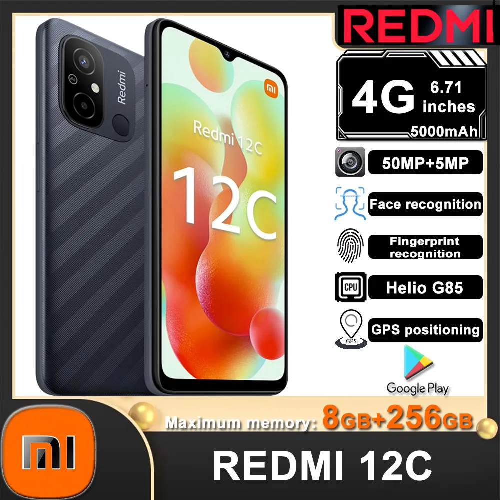 Original Xiaomi Redmi 12C 8GB 256GB 5000mAh High-capacity Battery Helio G85 Octa Core 50MP 6.71'' 4G Mobile Phone Global ROM - Imagen 1