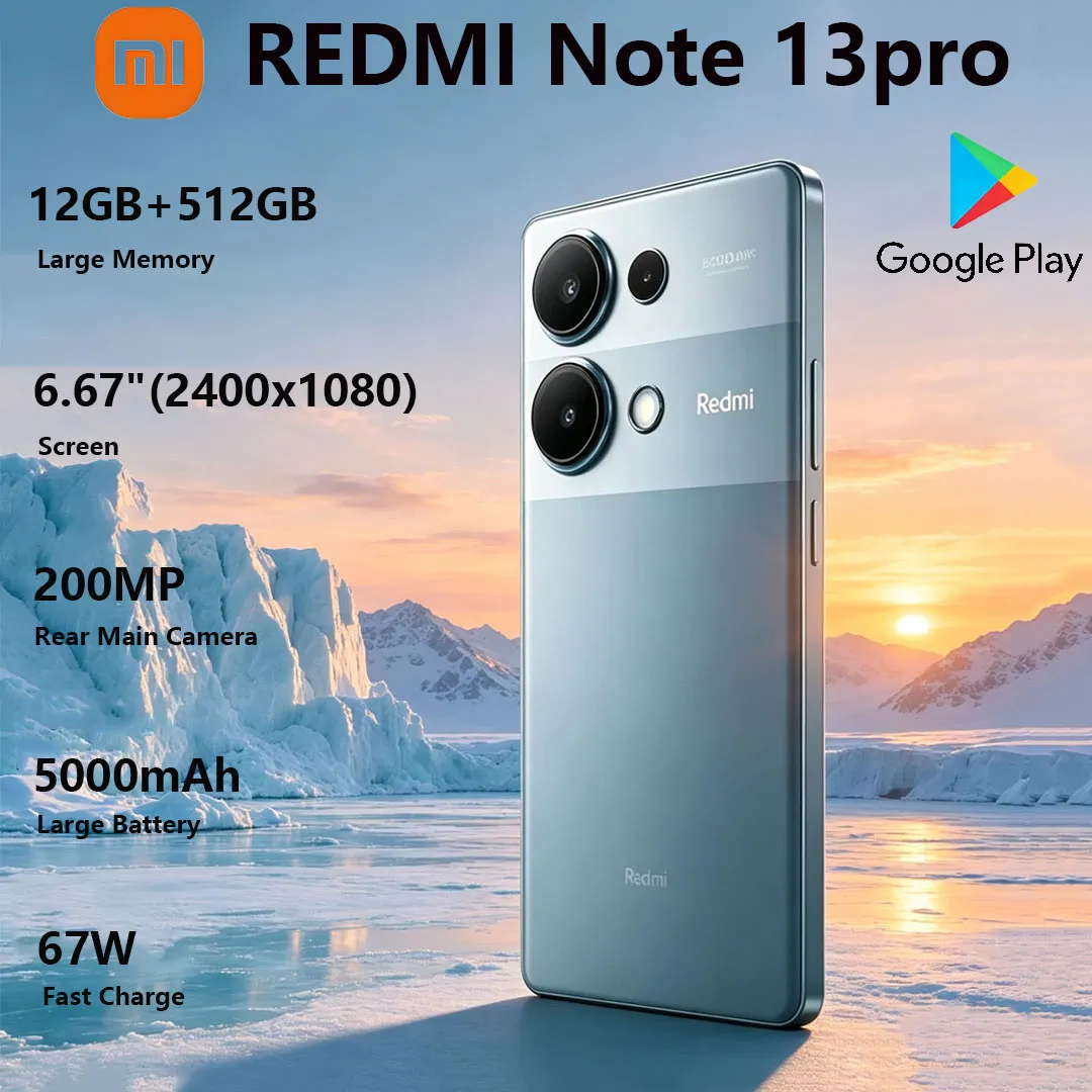 New Xiaomi Redmi Note 13pro 4G Dual-SIM Smartphone 120Hz High Refresh Rate Screen 67W Fast Charge Game performance Mobile Phone - Imagen 1
