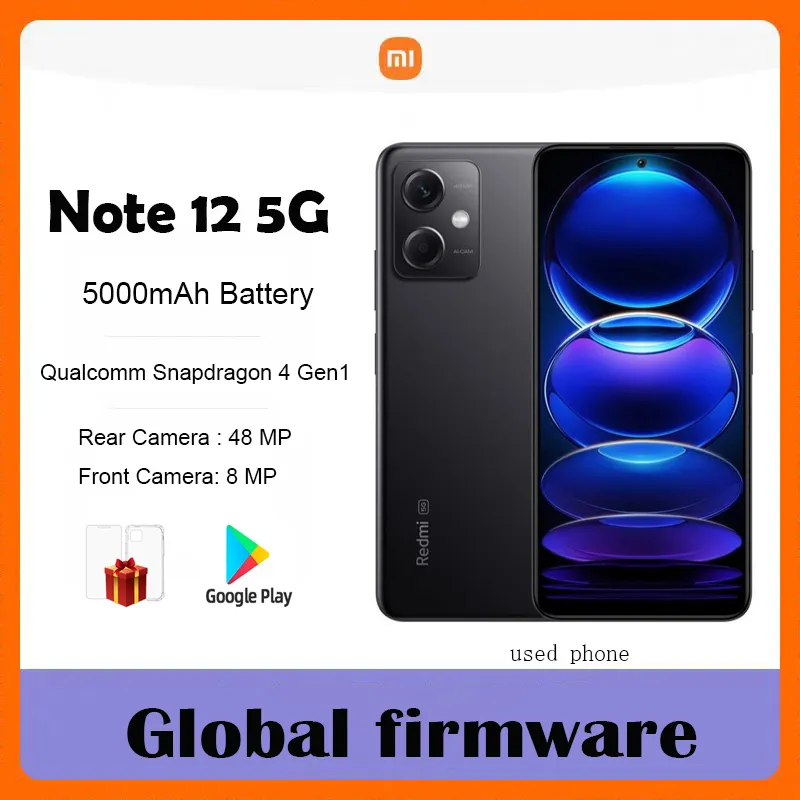Xiaomi Redmi Note 12 5G Smartphone  48MP Global Firmware 5000mAh 6.67" 33W Qualcomm Snapdragon4 Ge1  Used Phone - Imagen 1