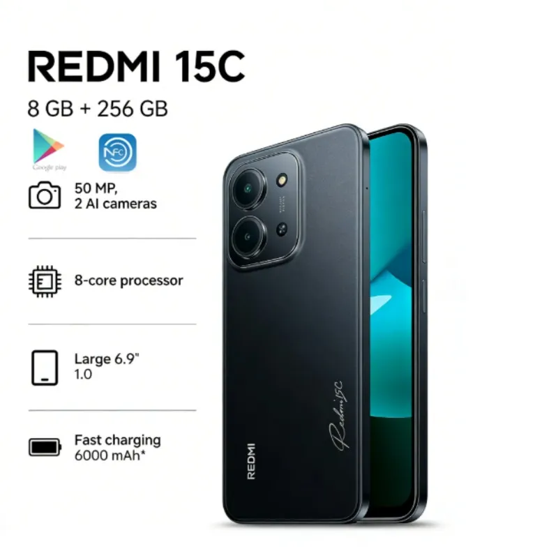 Xiaomi Redmi 15C Smartphone IP64 Waterproof NFC Side Fingerprint Long Standby Large Screen Budget Unlocked 4G Cell Phone - Imagen 2