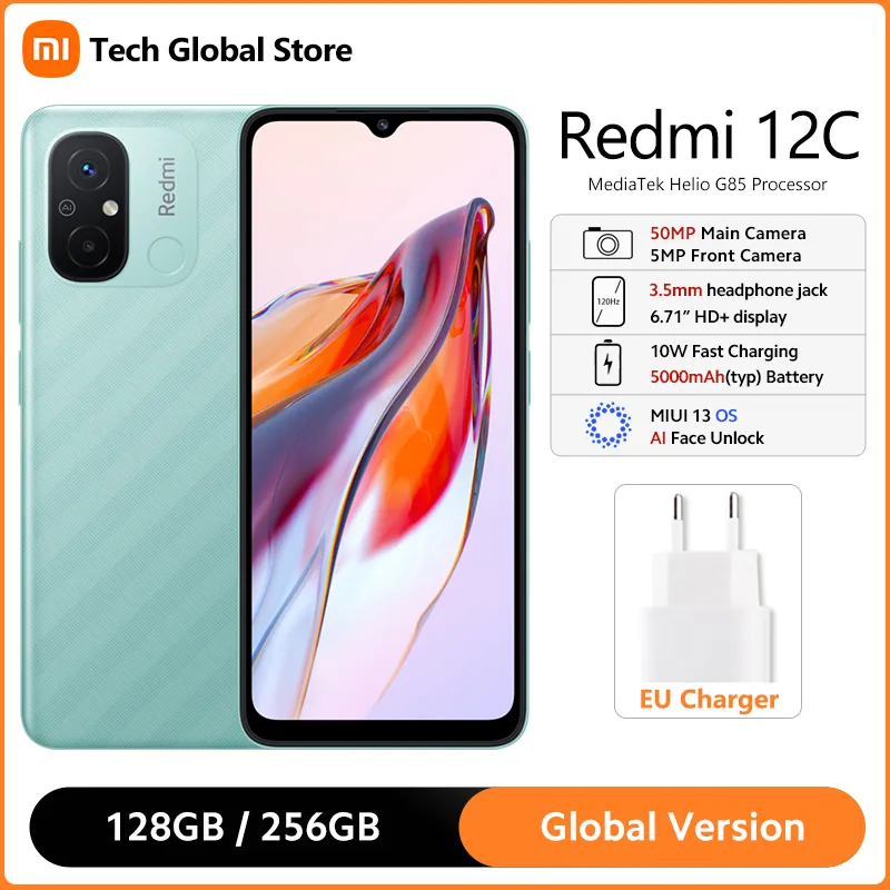 Global Version Xiaomi Redmi 12C 6GB 128GB Smartphone MediaTek Helio G85 6.71" HD+ Display 50MP AI Dual Camera 5000mAh Battery - Imagen 1