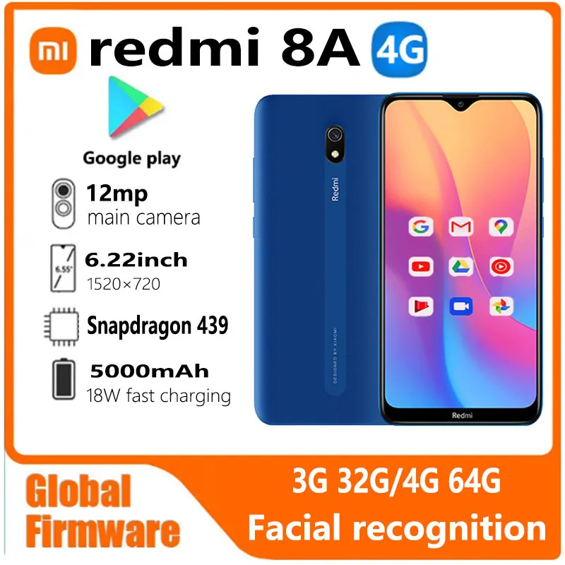 Xiaomi Redmi 8A smartphone 4G 64G Global firmware 5000mAh 6.22inch Snapdargon 439 12MP 18W Facial recognition used phone - Imagen 1