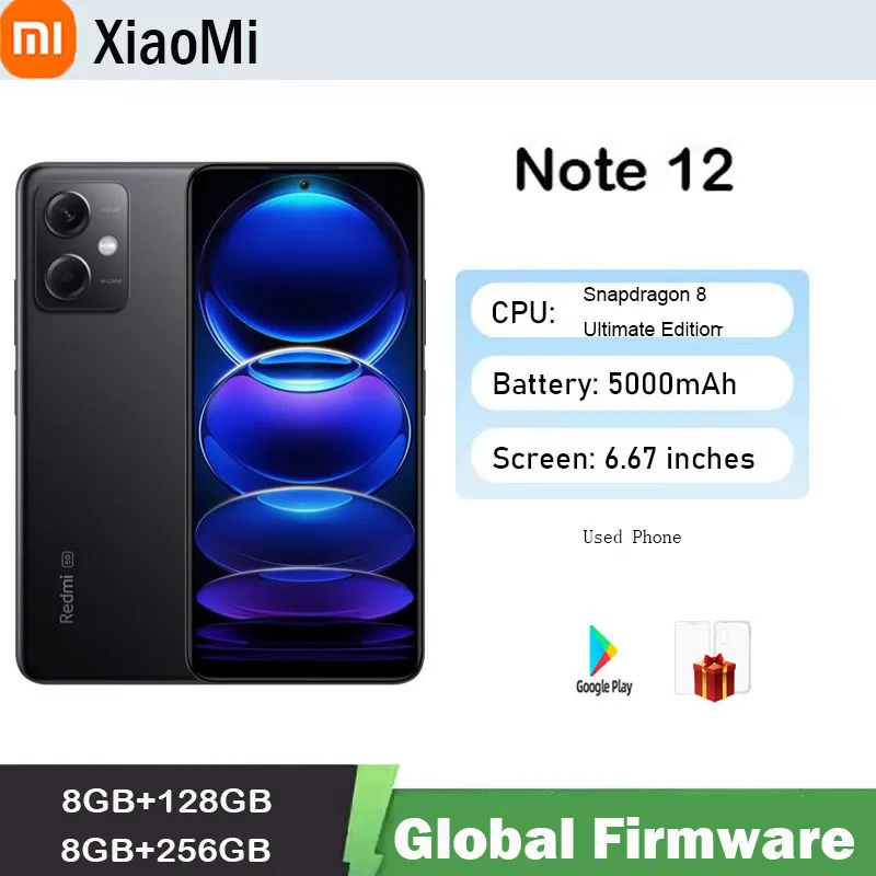 Global firmware Xiaomi Redmi Note 12 5G Smartphone HyperOS 1.0 6.67'' GOLED Display 120Hz Snapdragon 4 Gen1 48MP  33W used phone - Imagen 1