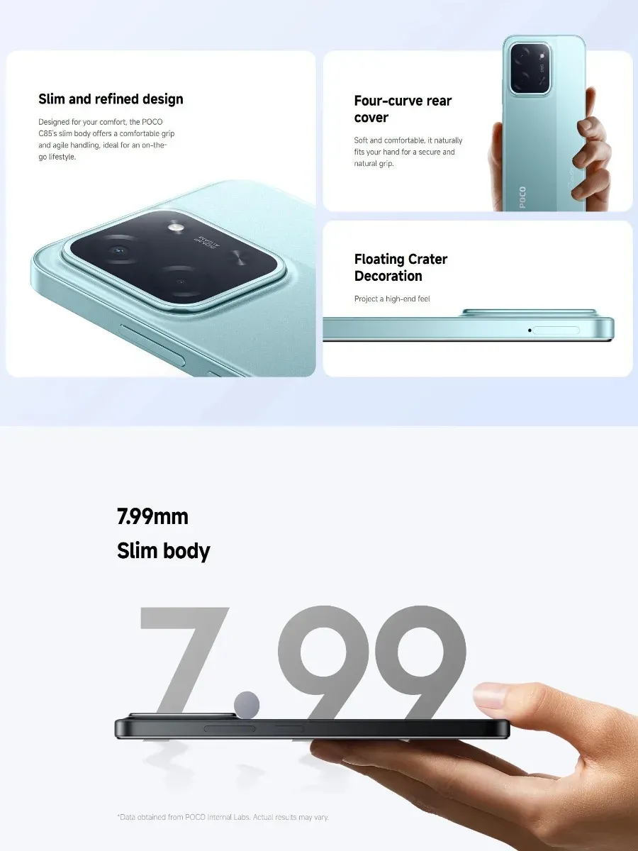Xiaomi POCO C85 6.9" 120Hz Display 8GB+256GB 50MP Cam 6000mAh Long Lasting Battery 4G [EU/US] Version Dual SIM Smartphone - Imagen 6
