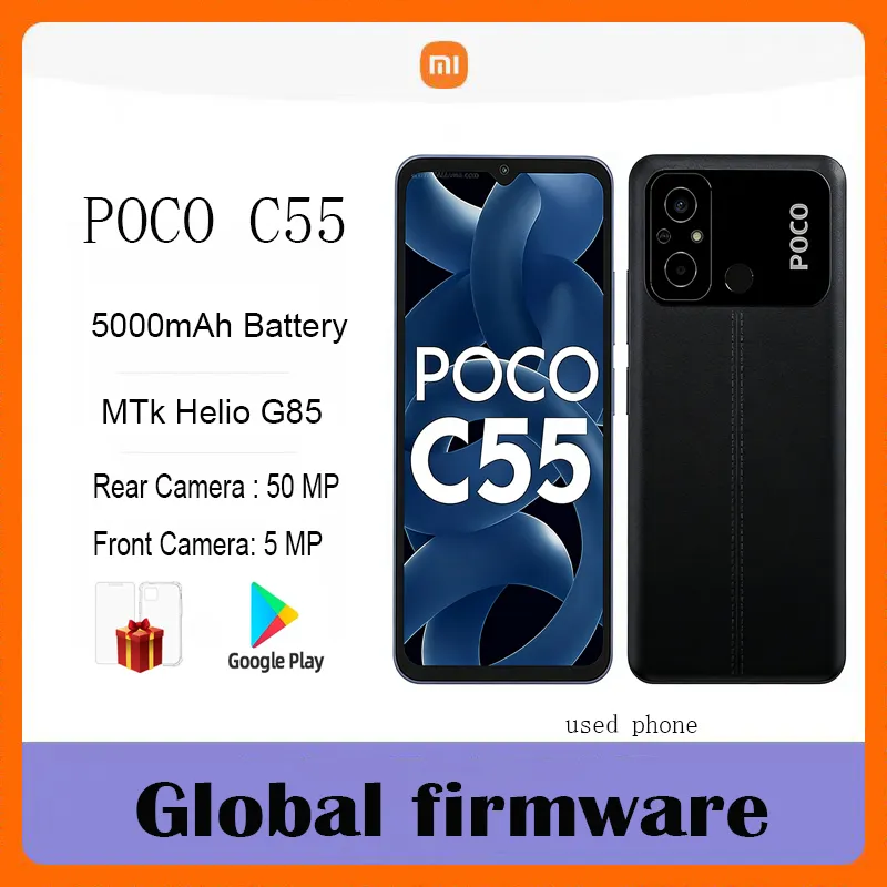 Xiaomi POCO C55 Smartphone 6.71 inch MediaTek Helio G85 5000mAh 10W Wired charging 64GB / 128GB 720 × 1650 pixe used phone - Imagen 1