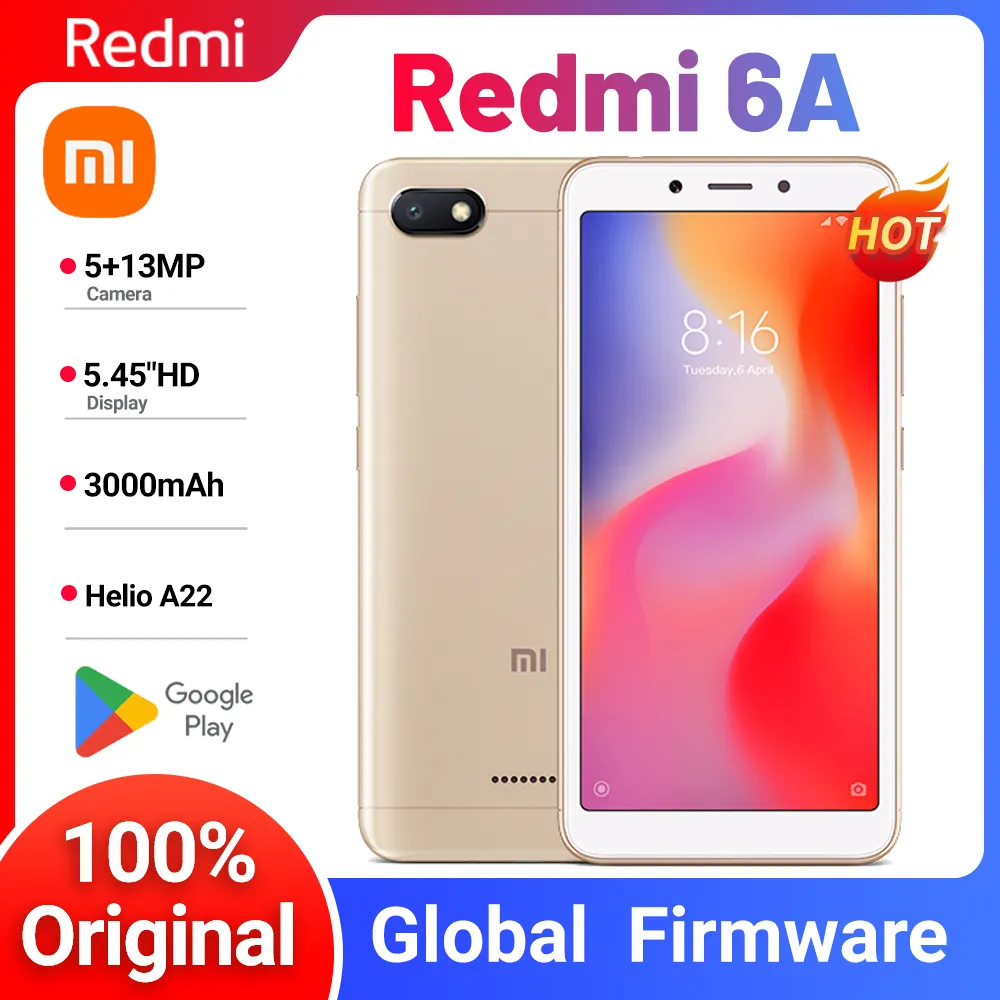 Xiaomi Redmi 6A Smartphone 5.45'' Full Screen AI Face Helio A22 Processor Golbal ROM 3000mAh google play - Imagen 1