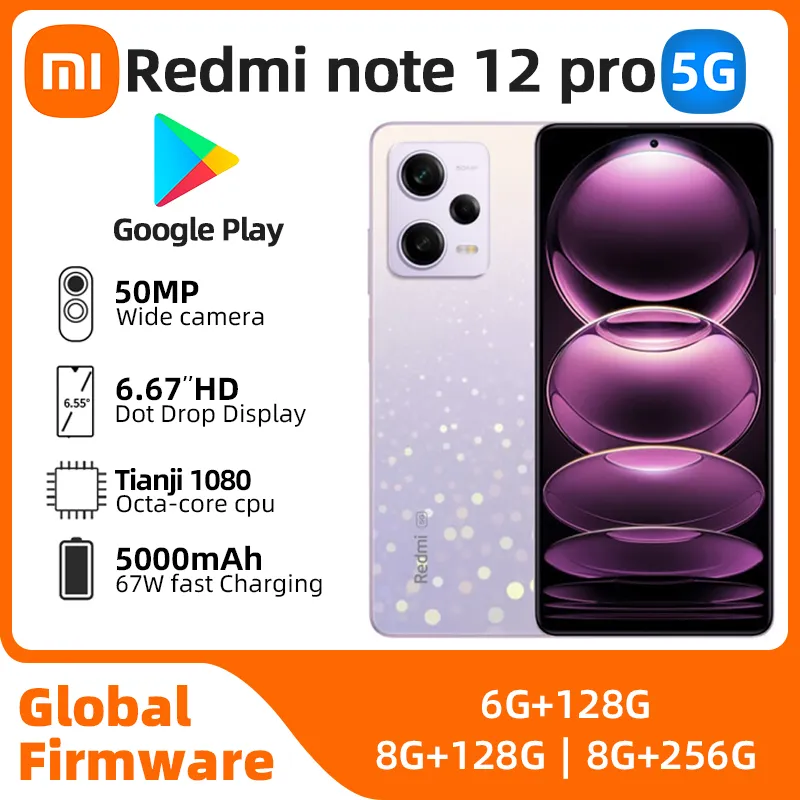 xiaomi redmi note 12 pro Android 5G Unlocked 6.67 inch 8GB RAM 256GB ROM All Colours in Good Condition Original used phone - Imagen 1