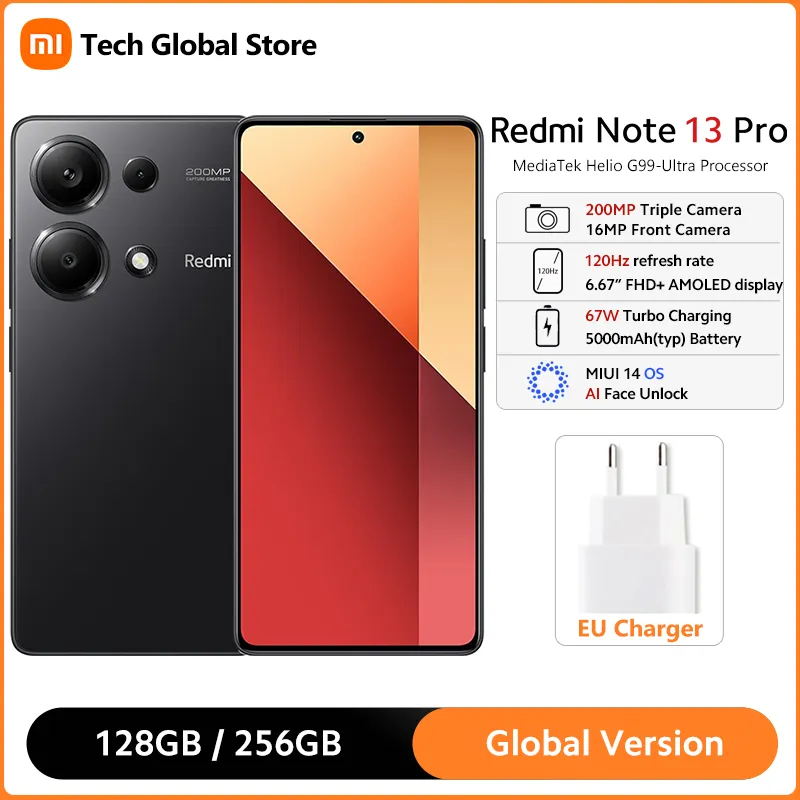 Xiaomi Redmi Note 13 Pro 4G Smartphone Global Version MediaTek Helio G99-Ultra 6.67" 120Hz AMOLED Display 200MP OIS Camera NFC - Imagen 1