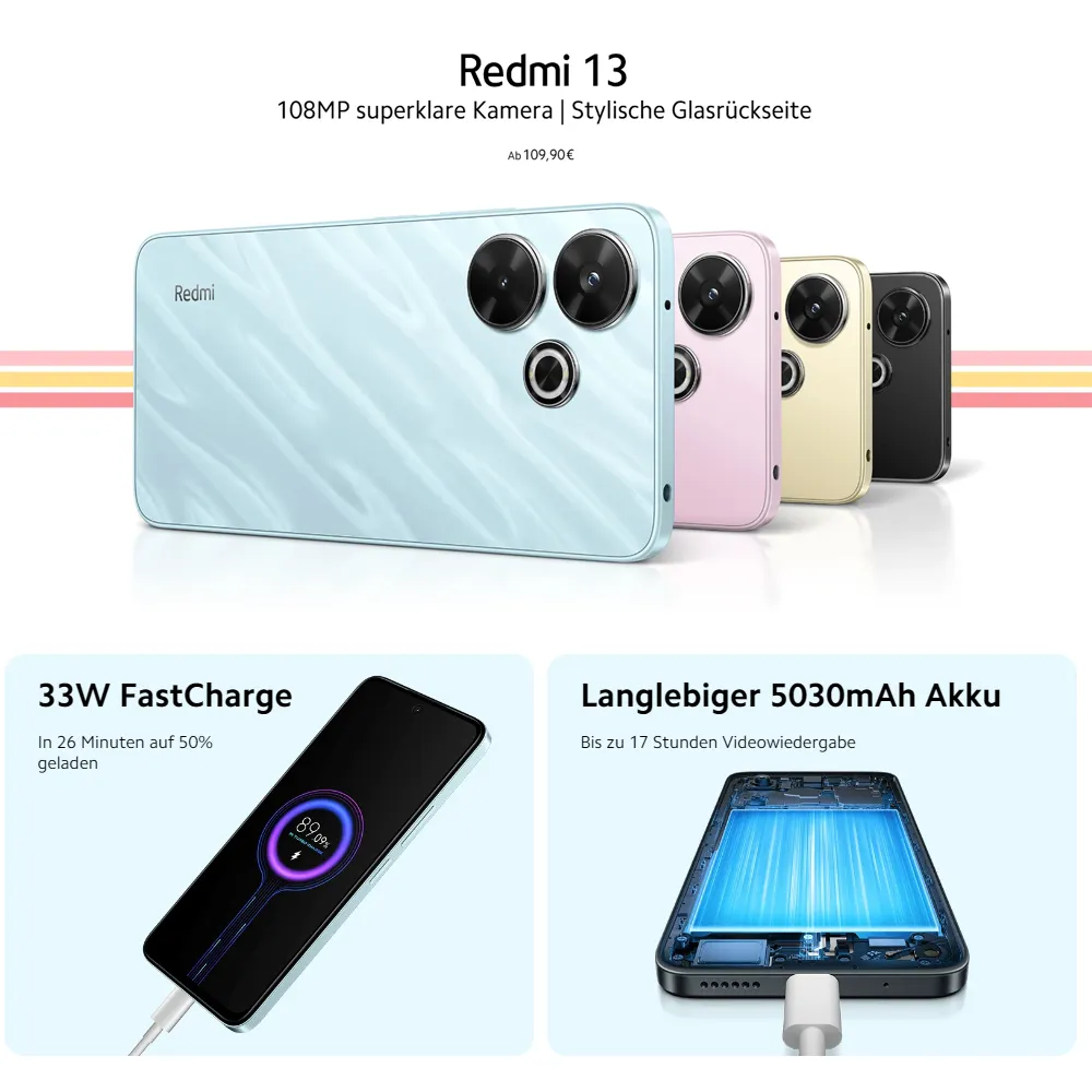 XIAOMI Redmi 13 NFC 2460 x 1080 high resolution 5030mAh long standby 8GB +256GB memory 108MP/13MP Selfie EU/US/UK specifications - Imagen 3