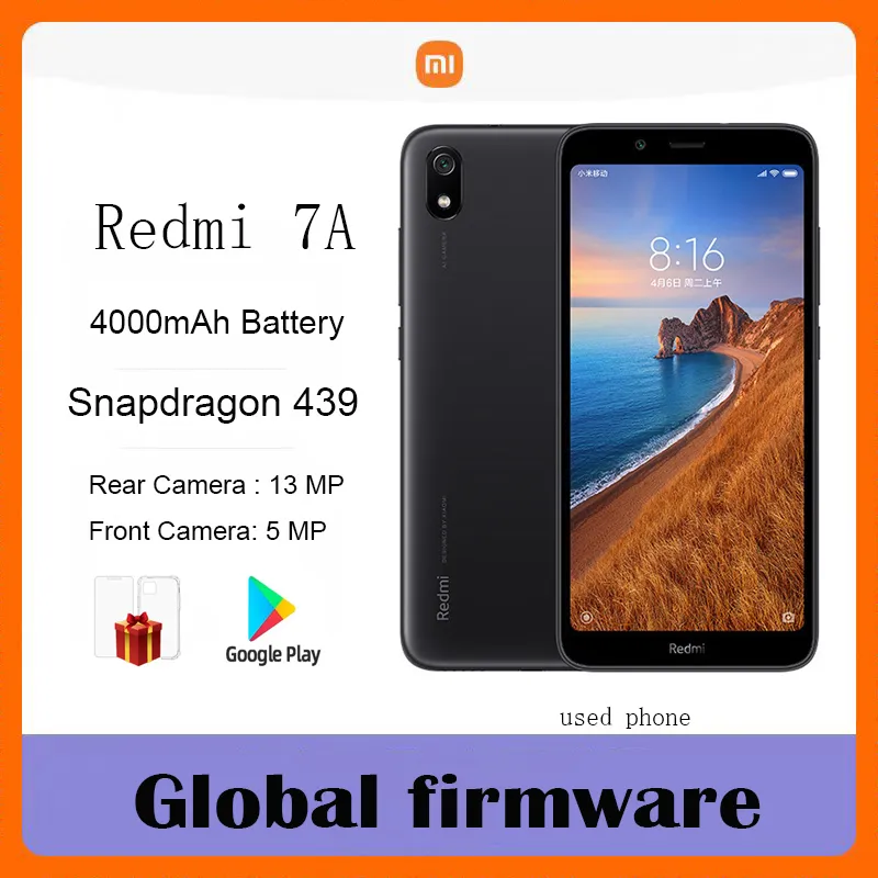 Global firmware Xiaomi Redmi 7A smartphone 5.45 inches 4G All Network 1440x720 13MP Snapdragon 4394000mAh used phone - Imagen 1