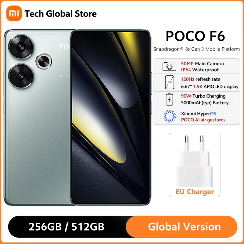 POCO F6 5G Smartphone Global Version 12GB 512GB Snapdragon® 8s Gen 3 6.67" 120Hz AMOLED Display 50MP Main Camera IP64 Waterproof - Imagen 1