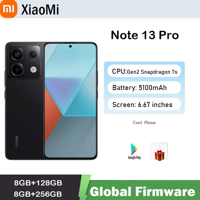 Xiaomi Redmi Note 13 Pro 5G Smartphone 200MP OIS Camera  Global firmware Snapdragon 7s Gen 2 6.67" AMOLED used phone - Imagen 1