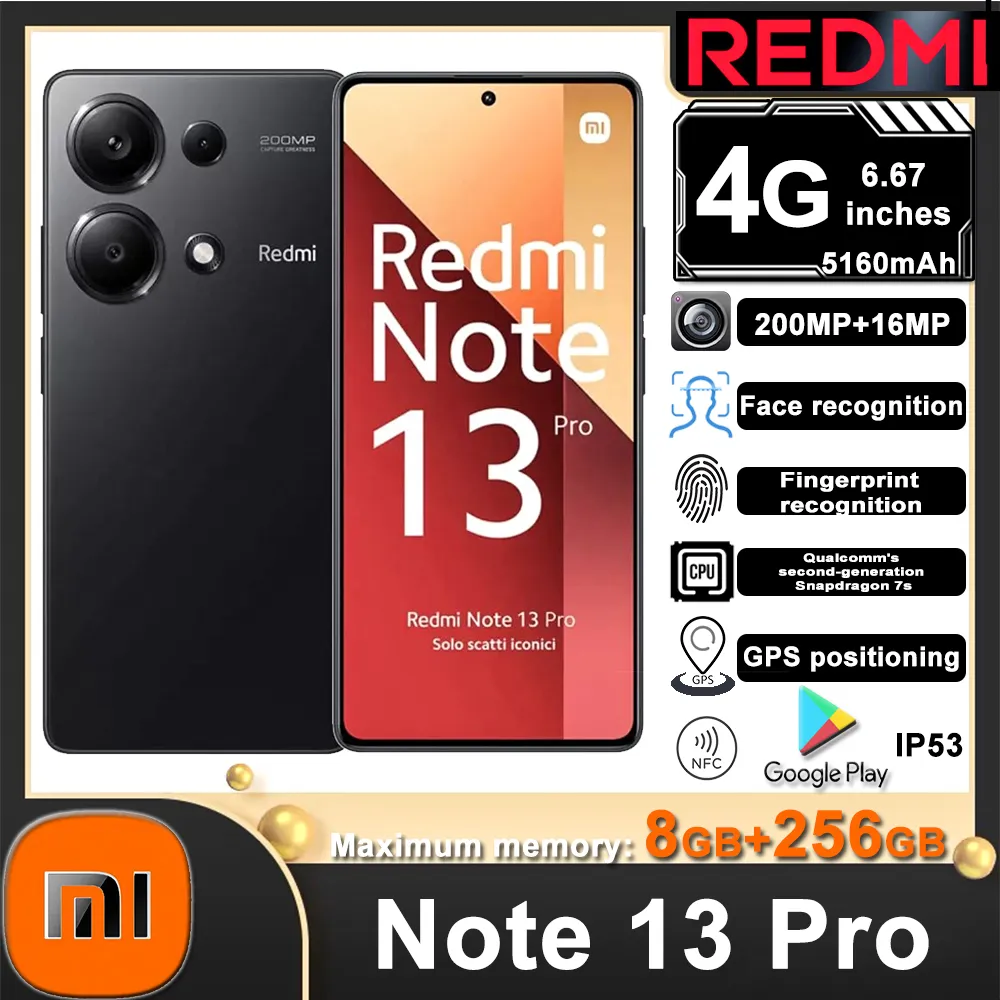 Original XIAOMI Redmi Note 13 pro 4G 6.67-inch 120Hz 2712×1220 resolution 200 million pixels 8GB+256GB with NFC function - Imagen 1