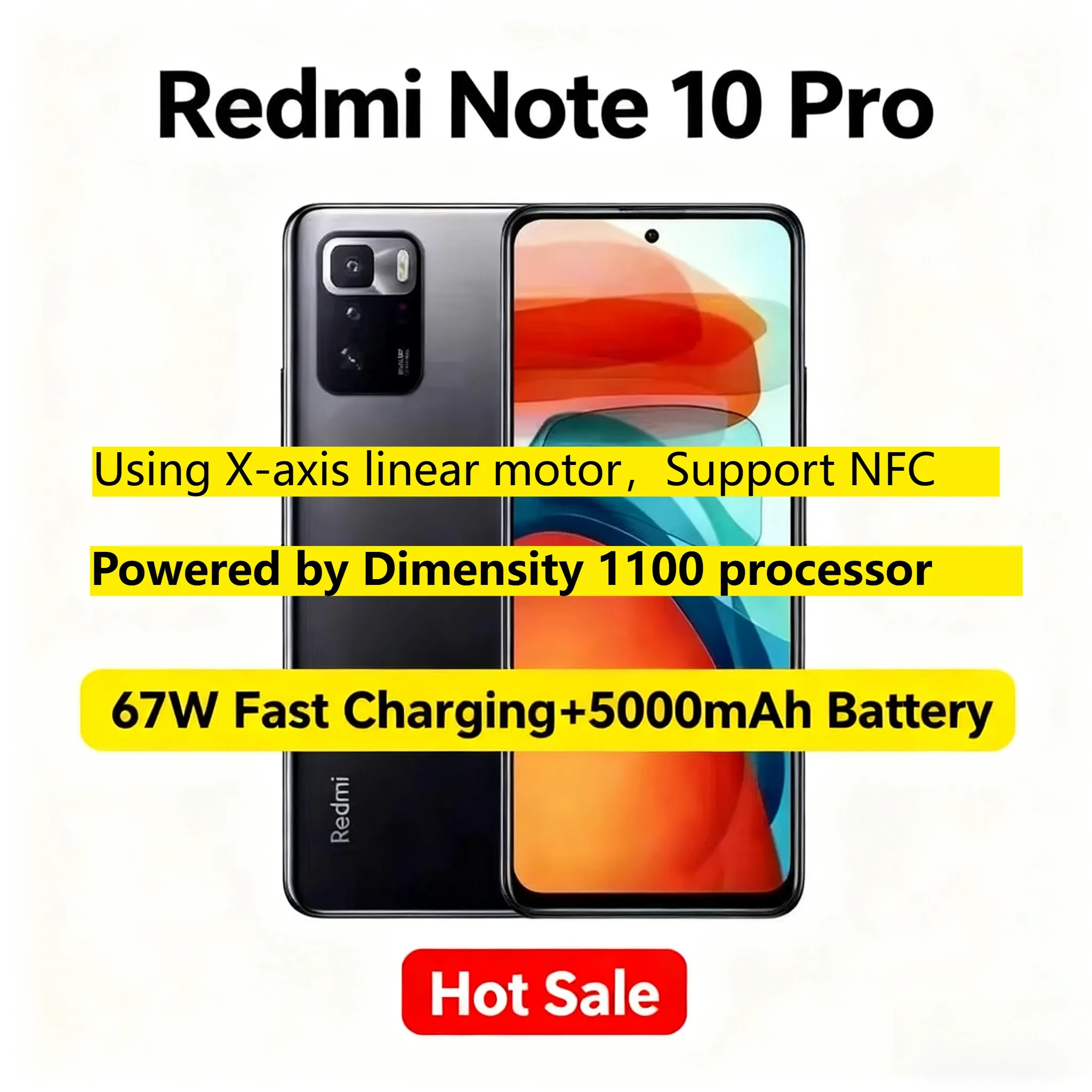 Xiaomi Redmi Note 10 Pro Full Netcom 5G Tianji 1100 Processor Smartphone Using X-axis Linear Motor Support NFC Smartphone Phones - Imagen 1
