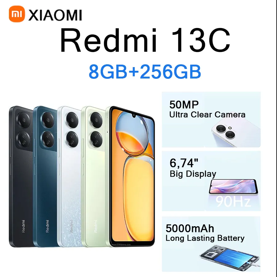 Xiaomi Redmi 13C Smartphone 8GB RAM 256GB ROM 6.74 Inch HD Display Long Lasting Battery Premium Mobile Phone - Imagen 1