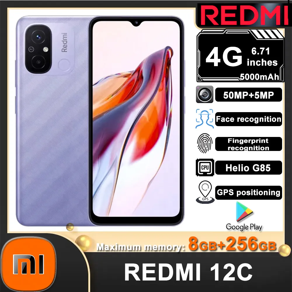 Original Xiaomi Redmi 12C 8GB 256GB 5000mAh High-capacity Battery Helio G85 Octa Core 50MP 6.71'' 4G Mobile Phone Global ROM - Imagen 1