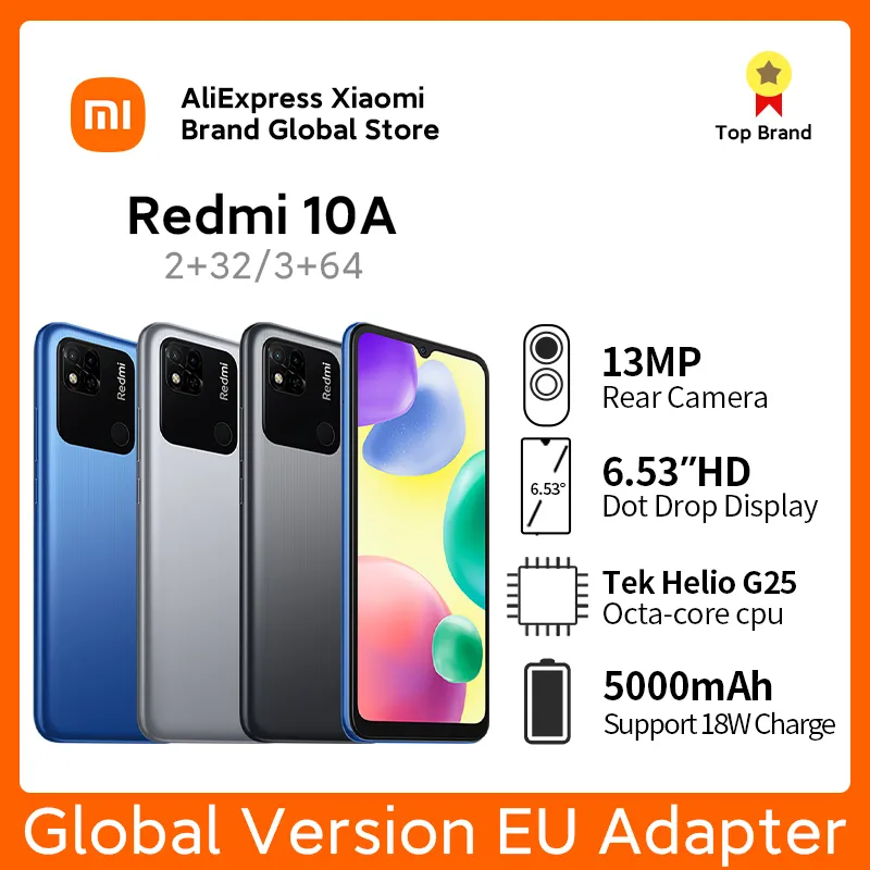 Xiaomi Redmi 10A Global Version Original Smartphone 2GB+32GB/4GB+128GB MTK Helio G25 6.53" 5000mAh 13MP Camera 10W Fast Charging - Imagen 1