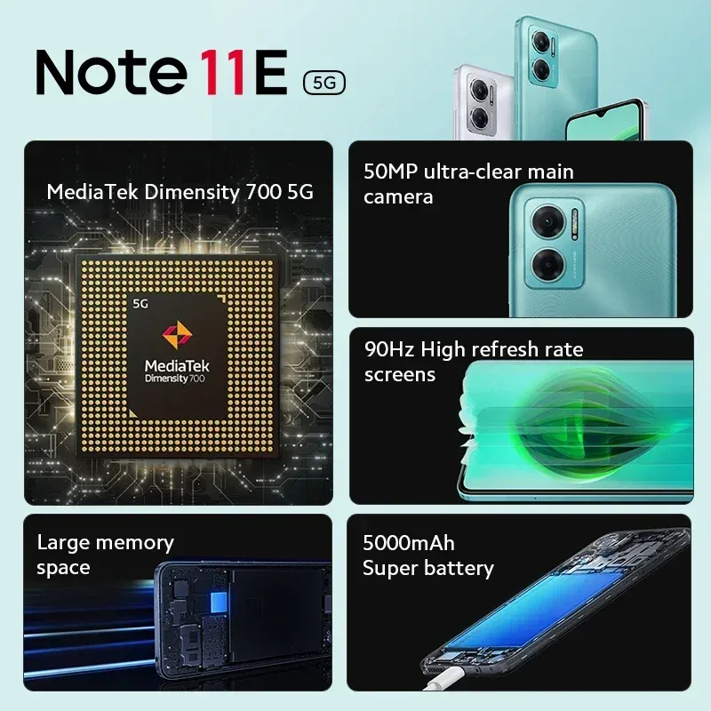Global firmware Xiaomi Redmi Note 11E 5G Smartphone 5000mAh Charge Dimensity 700 50MP Camera 90Hz Display used phone - Imagen 5