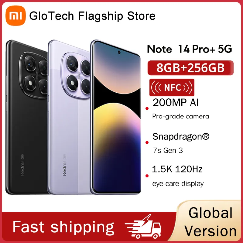 Global version Xiaomi Redmi Note 14 Pro+ 5G Smartphone Snapdragon® 7s Gen 3 120W HyperCharge 6.67 AMOLED display 200MP AI camera - Imagen 1