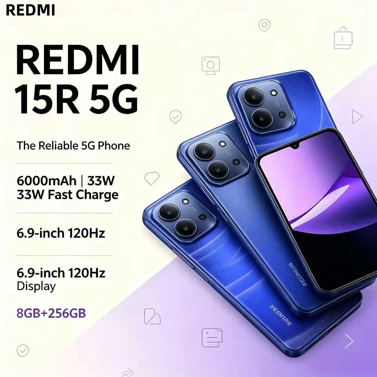 Xiaomi Redmi 15R 5G 8GB 256GB Global Version Unlocked Mobile Phone Dual SIM Long Battery Brand New - Imagen 3