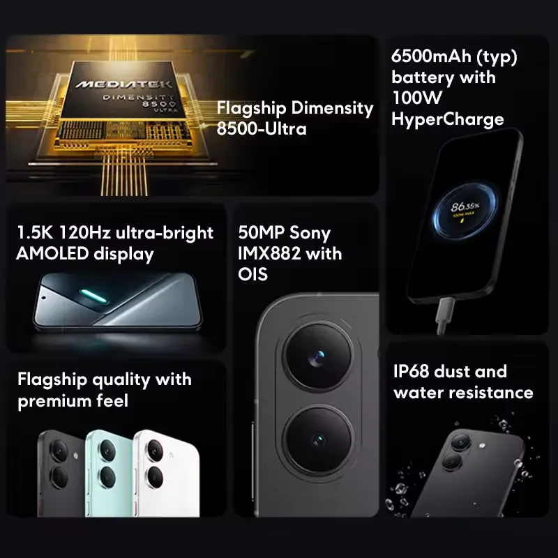 Global Version POCO X8 Pro 5G 12GB/512GB Smartphone Dimensity 8500-Ultra 6500mAh 100W Charge 50MP OIS Camera 6.59" 120Hz NFC - Imagen 3
