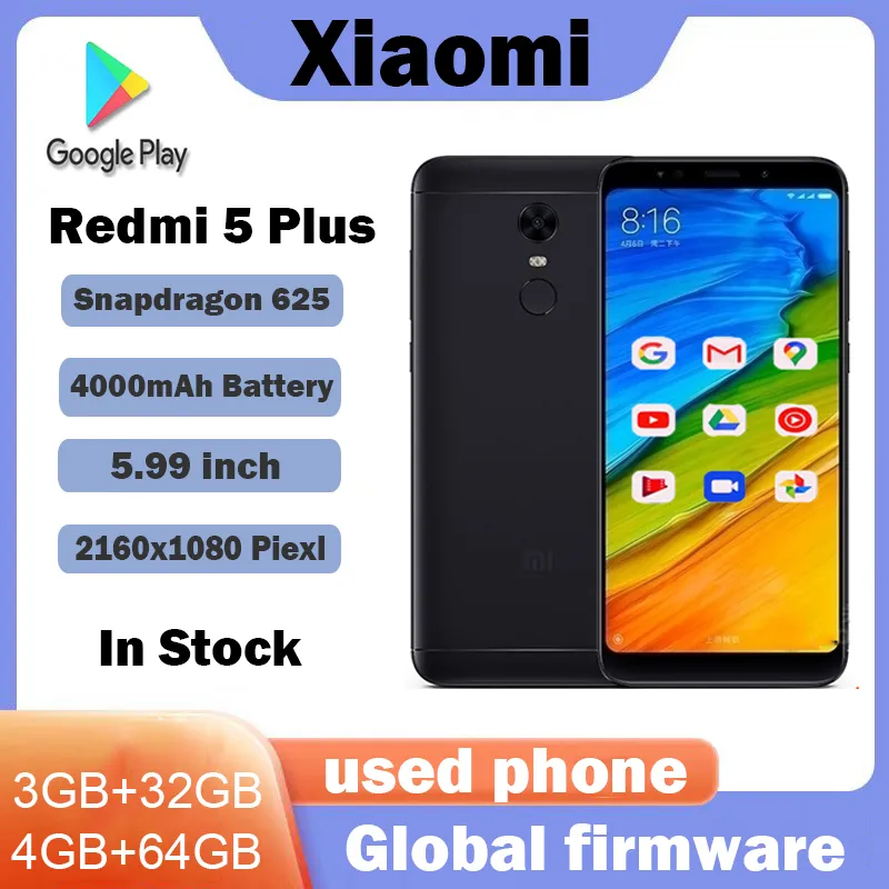 Xiaomi Redmi 5 plus smartphone 5.99''4000mah celular smartphone snapdragon 625 Android 12.0MP  Global firmware used phone - Imagen 1