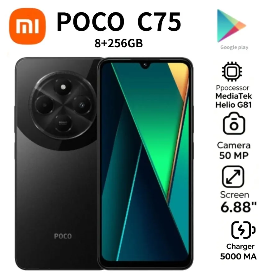 POCO C75 Global Unlocked 6.88' 120Hz Display 5160mAh Battery 50MP AI Camera 8GB+256GB Dual SIM Android 2026 latest model - Imagen 2
