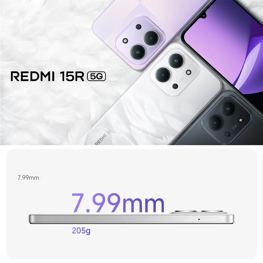 XIAOMI/REDMI 15R original smart phone fashion ultra-thin 8GB+256GBn memory/6000mAh large battery, long battery life, music phone - Imagen 2