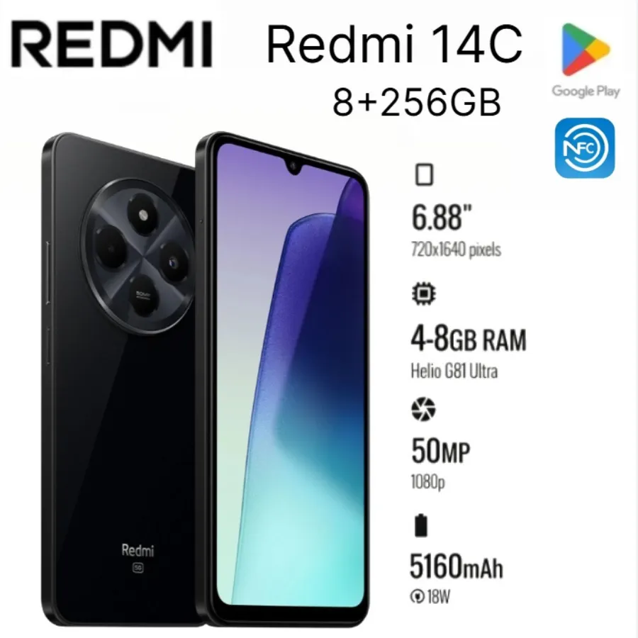 Brand new 2026 Xiaomi Redmi14c8+256gb smartphone: 120hz refresh rate and 50 million pixels +13 million pixels dual camera settin - Imagen 2