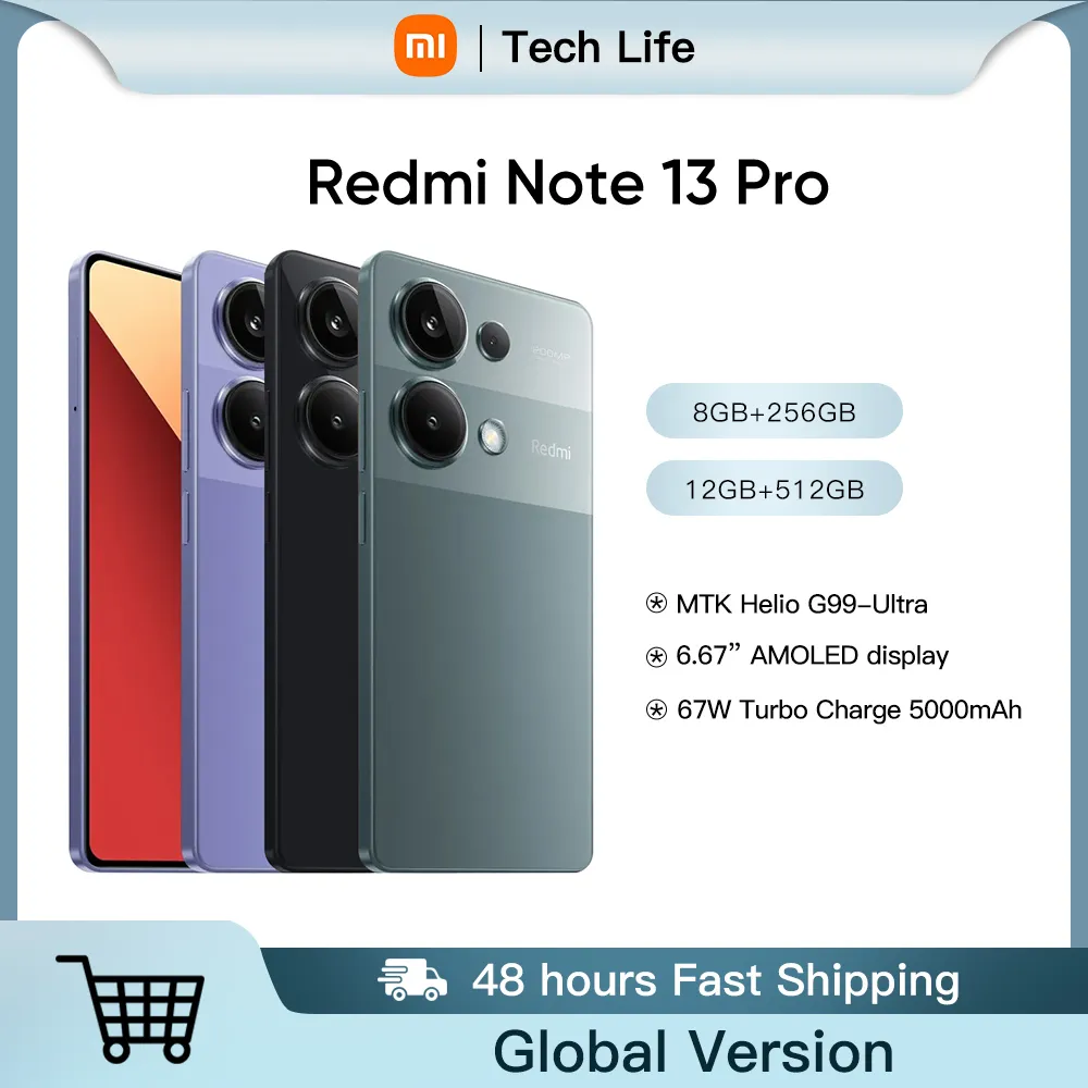 Global Version Xiaomi Redmi Note 13 Pro 200MP OIS Camera 67W Helio G99 Ultra Smartphone 5 NFC 120Hz AMOLED - Imagen 1