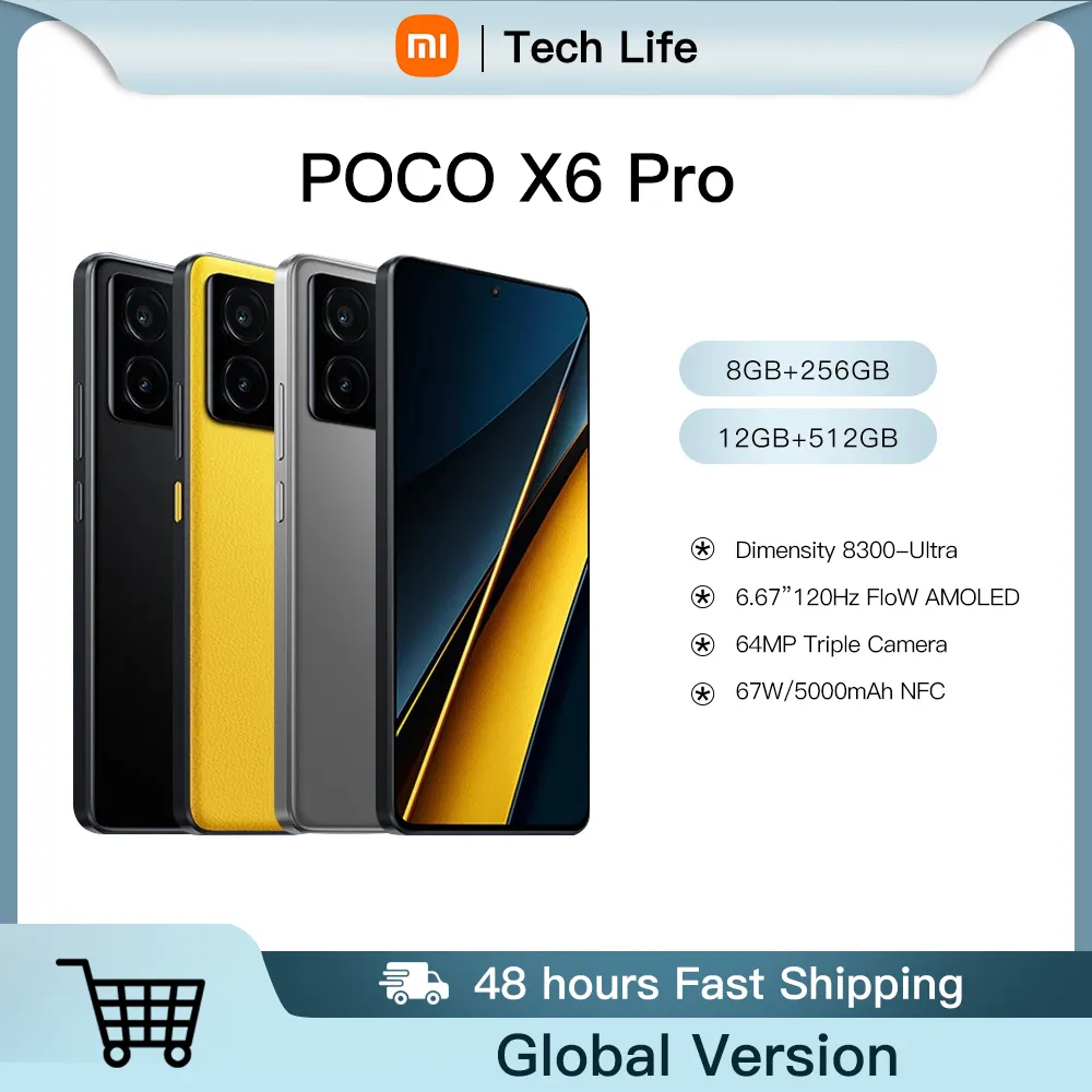 Global Version POCO X6 Pro 5G IVA incluidas Smartphone Dimensity 8300-Ultra 6.67"Flow AMOLED DotDisplay 64MP NFC - Imagen 1