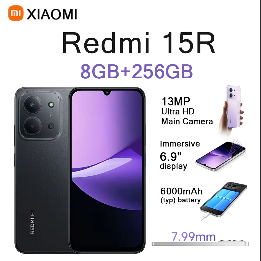 Xiaomi Redmi 15R LTE Smartphone 6.9" 120Hz LCD Display 13MP Cam 6000mAh Battery 33W Dual SIM Dual Standby Unlocked Android Phone - Imagen 2