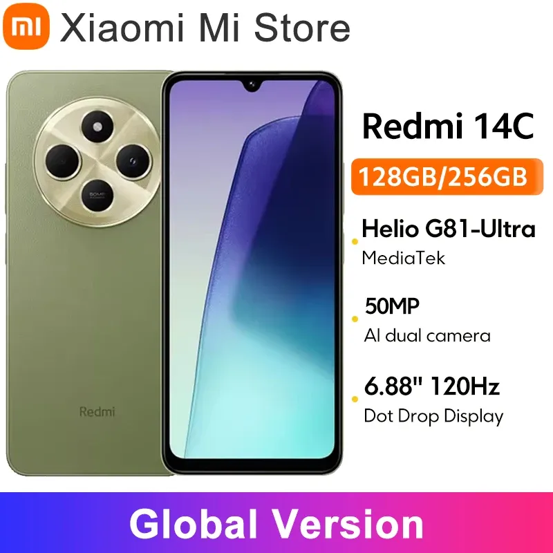 Global Version Xiaomi Redmi 14C Smartphone MediaTek Helio G81-Ultra HyperOS50MP AI Dual camera 5160mAh 6.88" 120Hz Display - Imagen 1