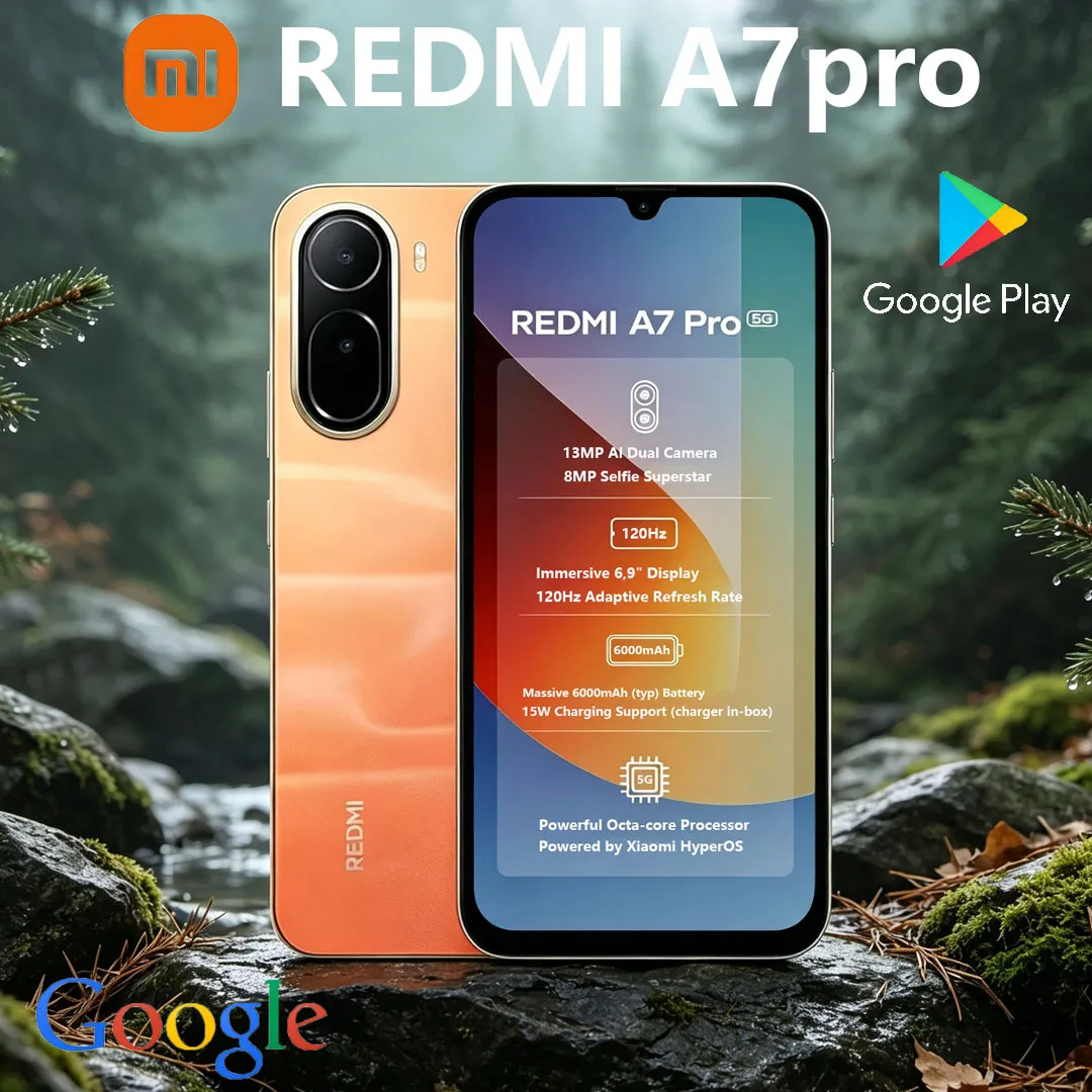 New Xiaomi Redmi A7pro 5G Dual-SIM Mobile Phone 120Hz High Refresh Rate Screen Global Version Android Smartphone 8+256GB Memory - Imagen 1
