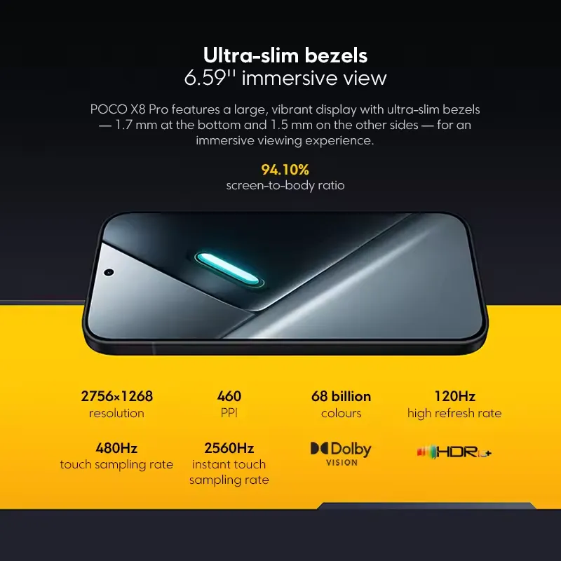 Global Version POCO X8 Pro 5G 12GB/512GB Smartphone Dimensity 8500-Ultra 6500mAh 100W Charge 50MP OIS Camera 6.59" 120Hz NFC - Imagen 4