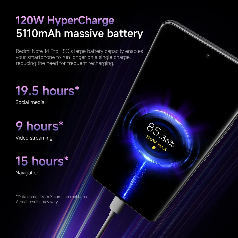 【Brand+】 Xiaomi Redmi Note 14 Pro+ 5G Smartphone 200MP AI camera Snapdragon® 7s Gen 3 120W HyperCharge 6.67 AMOLED display - Imagen 4